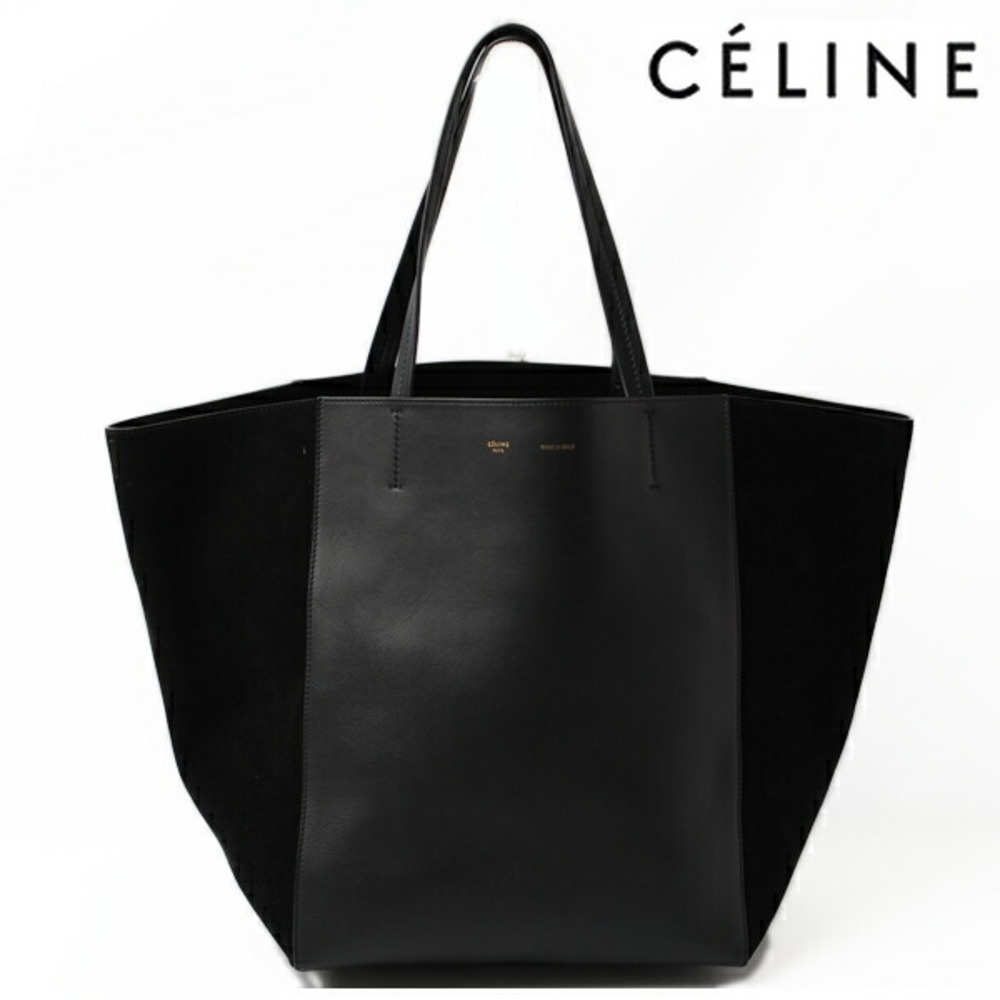 Celine Black Leather & Suede Tote Shoulder Bag